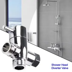 1/2 PC Modern Elegant Shower Arm Diverter Valve, Chrome Plated, Flexible Hose with Adjustable Head, Wall Mounted, 3 Way Shower Spray Valve