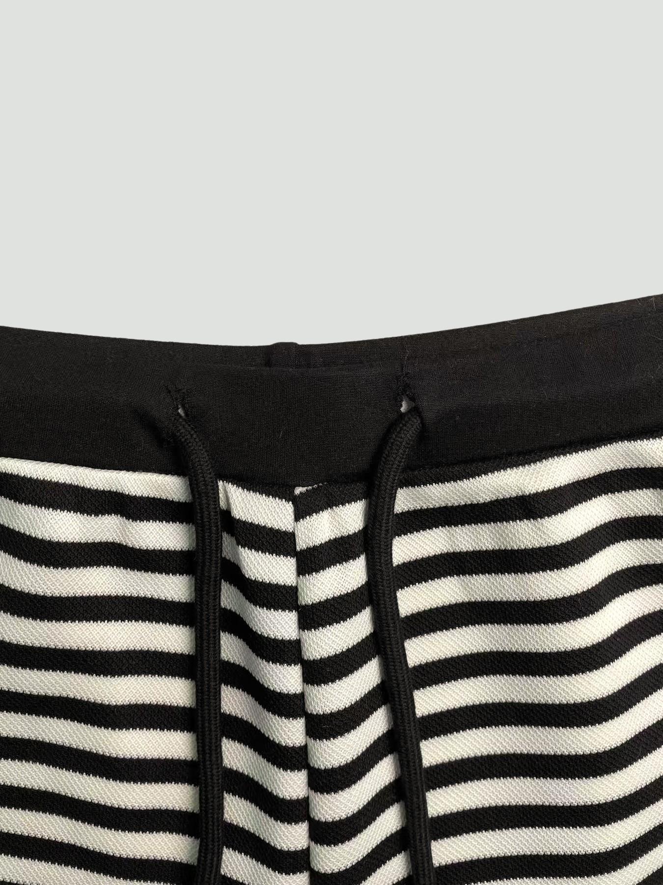 Basic Striped Casual Matching Set for Women - Halter Sleeveless Crop Top &  Shorts Beach Vacation Outfits