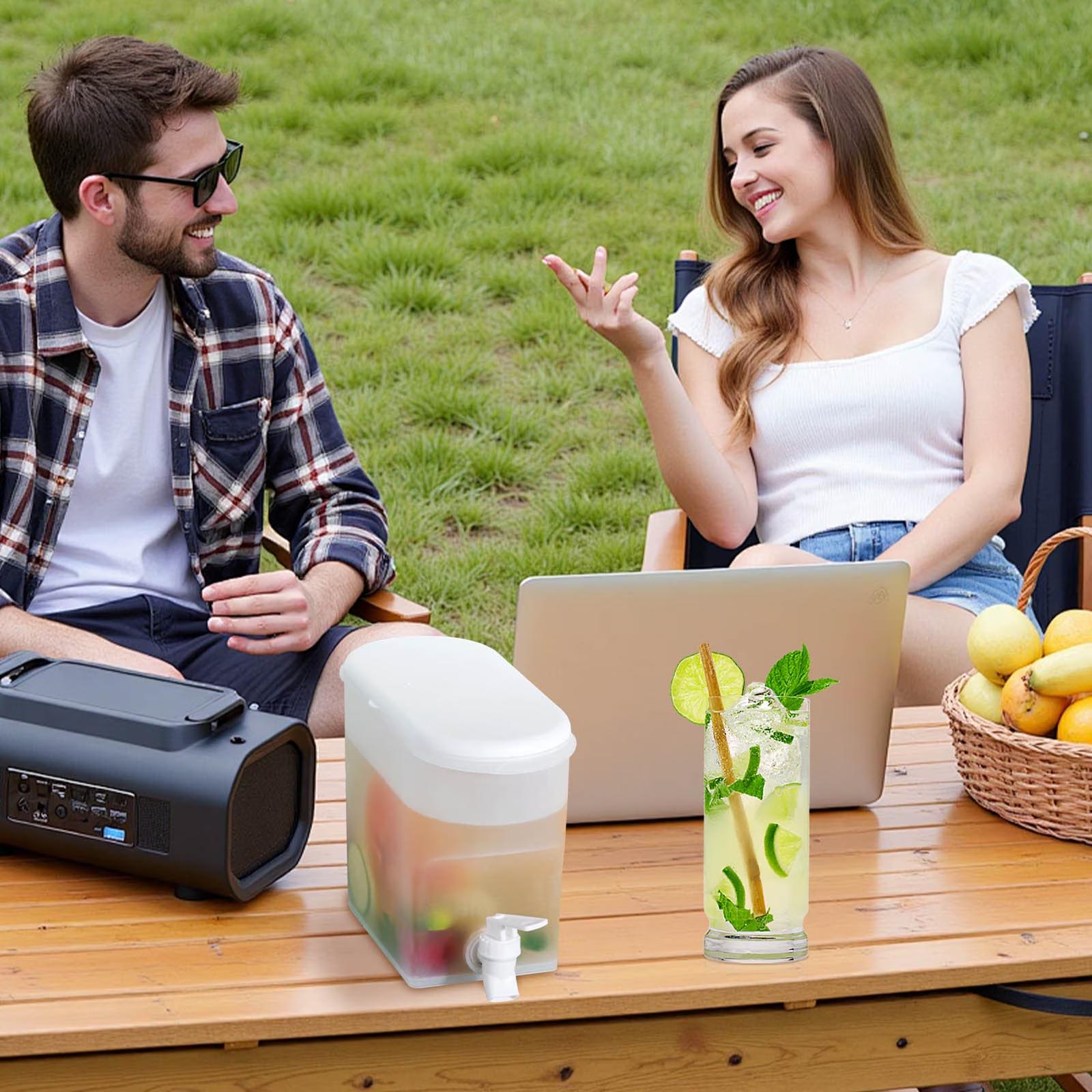 1 PCS Plastic Beverage Dispenser with Spout – Large Volume Cold Water Kettle with Tap for Refrigerator, Fruit Infuser Pitcher, Lemonade Container, Home Essentials, Perfect for Parties, Family Gatherings & Daily Hydration