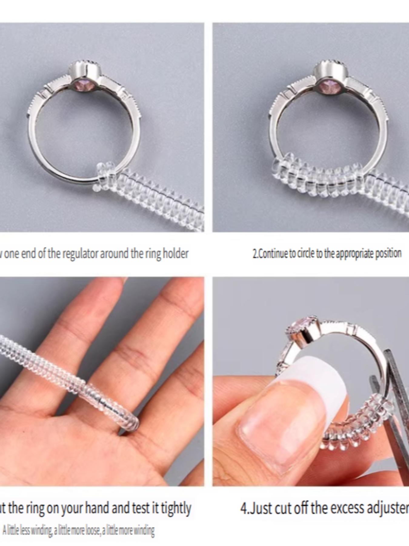 Ring Sizer Adjuster Set – 2-in-1 Invisible Silicone Ring Size Reducer & Winding Thread for Loose Rings, Jewelry Size Adjuster with Protective Sleeve, Clear Tightener for Women Men, Halloween Thanksgiving Christmas New Year Gift