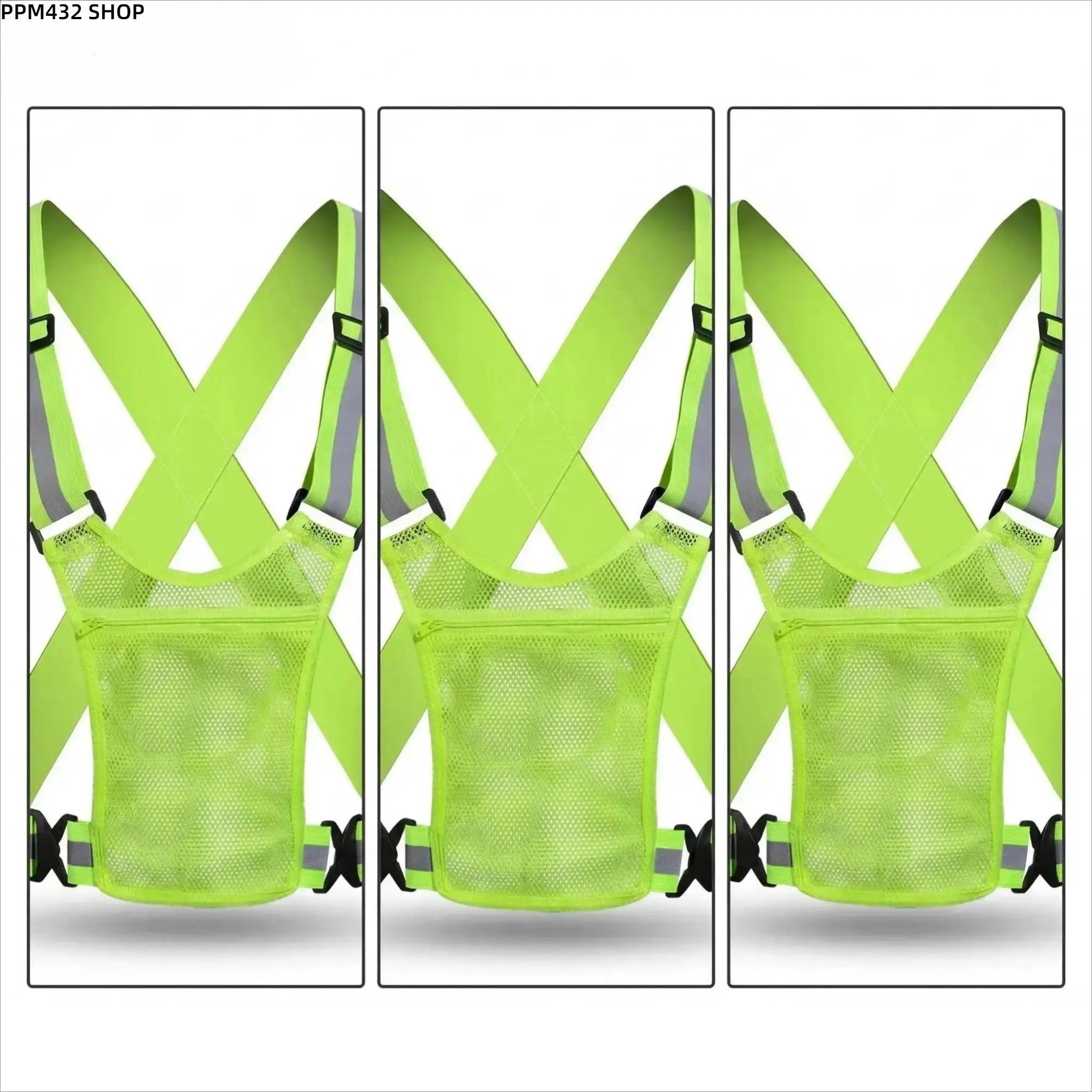 High Visibility Reflective Vest, Lightweight Safety Running Gear with Pockets, Adjustable Secure Fit Polyester Workwear for Cycling, Jogging, Hiking, Outdoor Sports, Roadside Activities and Nighttime Use