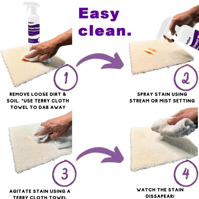 Professional Carpet Cleaner Spray – 16OZ/473ml Each Deep Cleaning Foam for Rugs, Upholstery & Fabric – Removes Stubborn Stains, Dirt & Pet Messes – No-Rinse, Fast-Drying & Odor-Eliminating Formula – Perfect for Homes, Offices & High-Traffic Areas