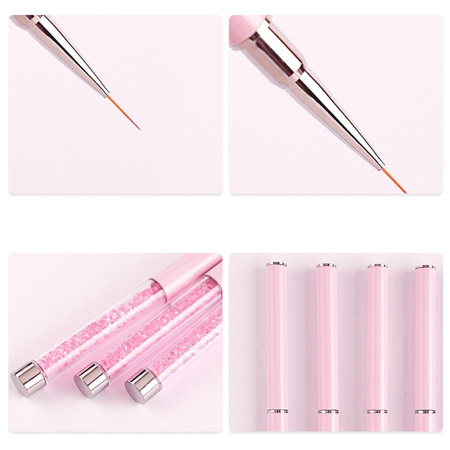 6-Piece Nail Art Line Pen Set, Acrylic Light Therapy Extension Brush, Grid Pen, 3D Design Painting Tool, Floral Drawing Pens