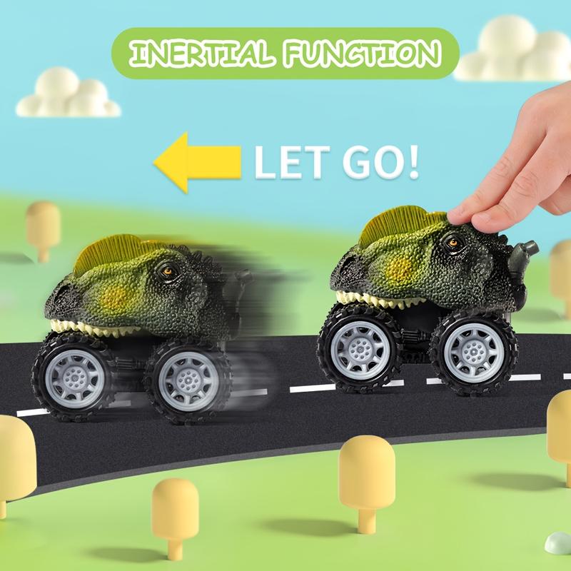 7 in 1 Dinosaur Transport Truck Toy Gifts with Mini Dinosaur lover Figures and Race Cars with Lights and Sounds Educational Play Set for Kids Birthday Christmas