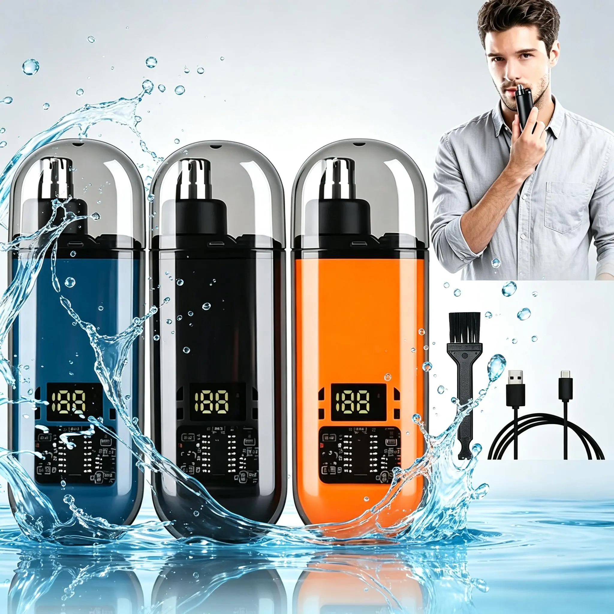 Rechargeable Nose Hair Trimmer for Men & Women, 6000RPM Painless Dual‑Edge Blade, IPX7 Waterproof LED Digital Display, Safe Distance Nasal Eyebrow Facial Hair Shaver, Pocket Portable Travel Grooming Clipper