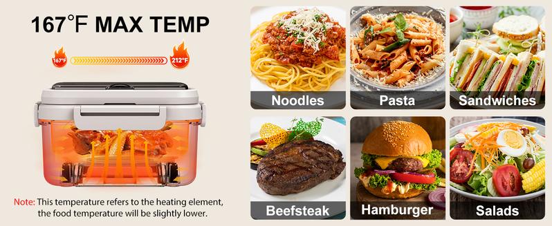 Smart Self-Heating Lunch Box 1.5L, Cordless Electric Heating Lunch Boxlong Battery Life, Suitable for Use in Trucks/Cars/Offices/Camping/Travel.