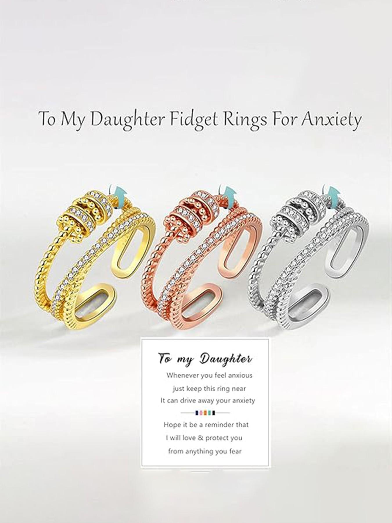 To my daughter - The Stress Relief Meditation Finger Spinner Ring, with a Beaded Rotator, Adjustable Rotating Finger Spinner Jewelry, as a gift for your daughter/stepdaughter, a graduation gift, a perfect gift for her