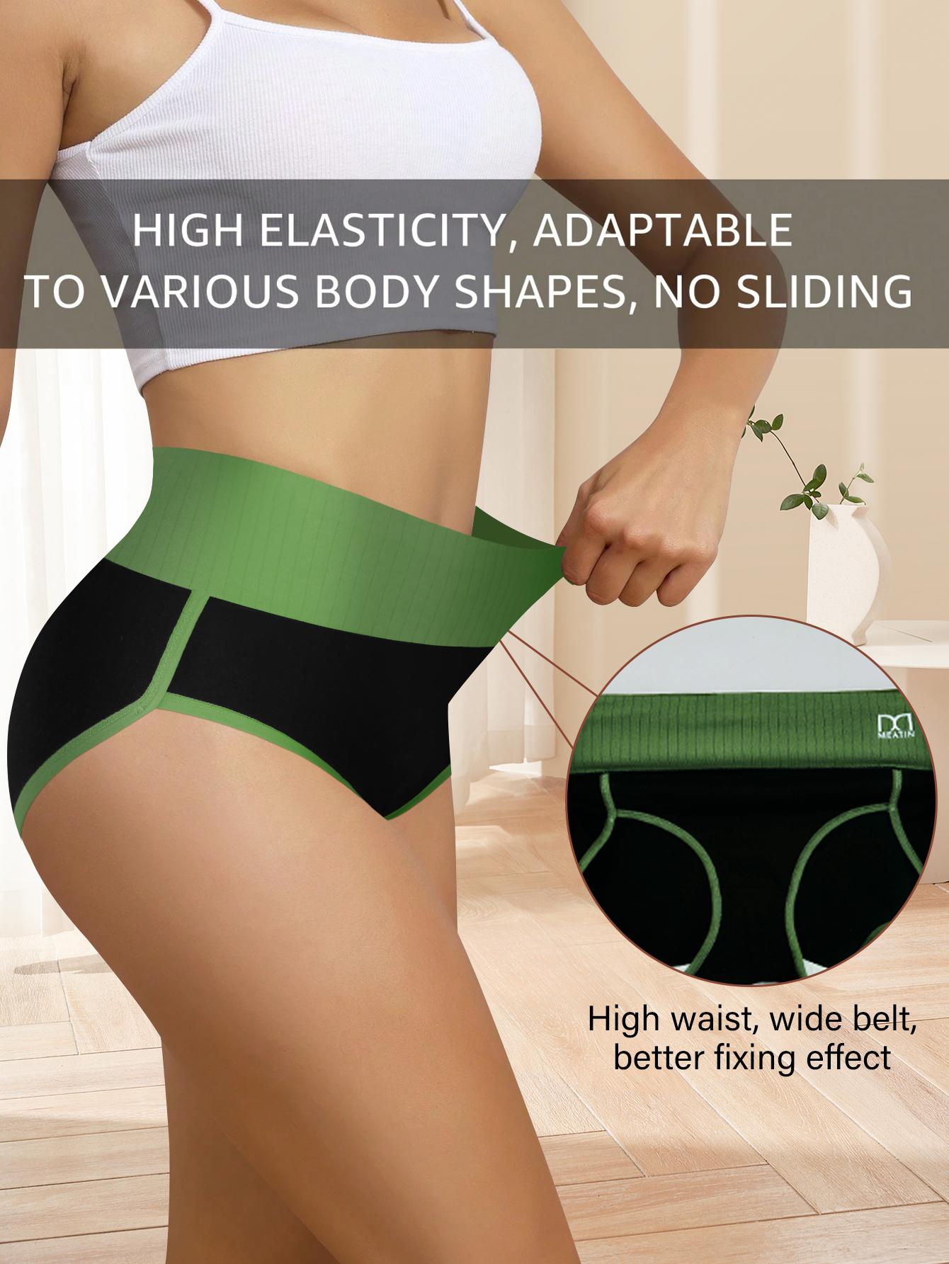 QUASTI 5 Packs High-Wais Tummy Control Briefs for Women,Soft Comfy Breathable Panties for Daily Wear,Contrast Colors High Elasticity Briefs Set,Mixed Colors Coverage Body Shaping Briefs for Womenswear, S-XXL SpringStatements