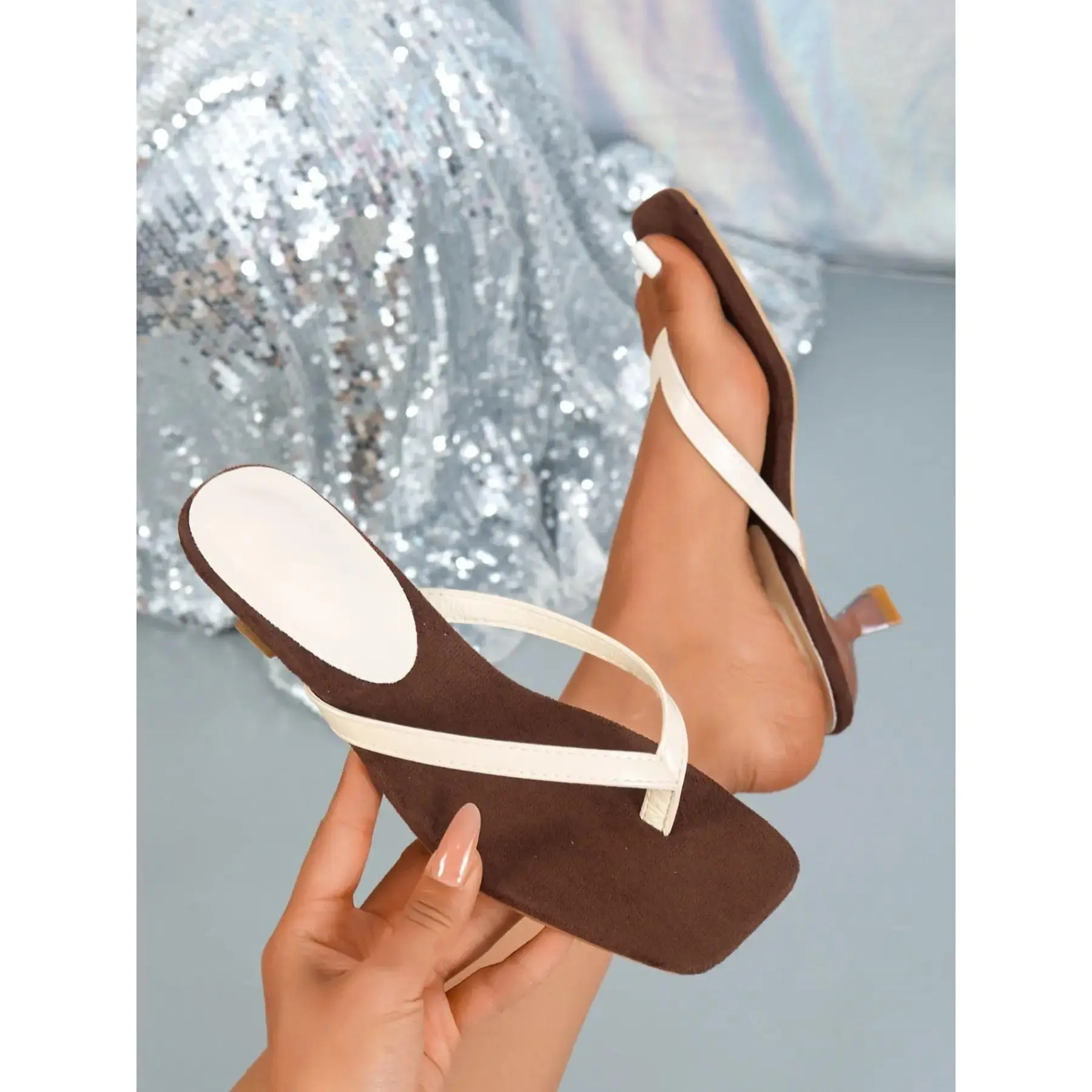 YYT1 Women's Square-Toe Sandals, On-Heeled Mules, Leopard Print, Elegant Open-Toe Wedge Sandals, Perfect for Parties, Leisure, Everyday Wear.