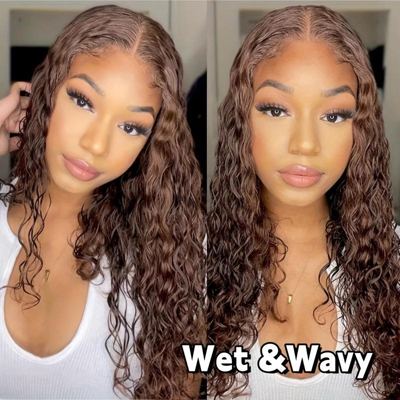 [NEW IN] Bling Hair 13x4 13x6 Chocolate Brown HD Lace Front Wig Deep Wave Frontal Wig Preplucked Colored Brown Curly Human Hair Wigs for Black Women