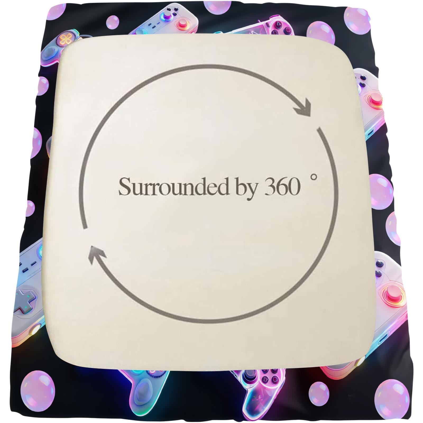 3-Piece Neon Game Controller Bed Set Fitted Sheet Set, Cyberpunk Style, Soft Skin-Friendly Fabric, Ideal for Gaming Rooms, Boys' Dorms, Comfortable & Stylish