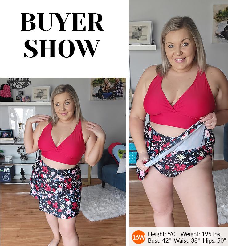 Yonique Women's Plus Size High Waisted Bikini - Two Piece Swimsuit with Skirt Tummy Control Bathing Suit with Pocket