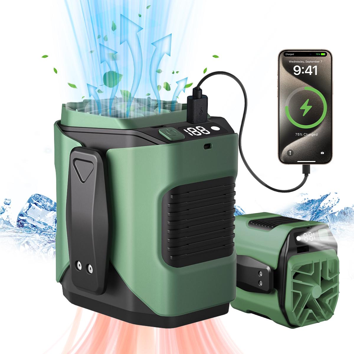 PADOX Personal Waist Portable Rechargeable Fan, 5000mAh Battery Power bank, 10 Speeds 5300RPM Airflow, LED Light, Wearable Belt Fan for Outdoor, Jobsite, Farms, Traveling, Fishing #SummerWins #DealsForYouDays