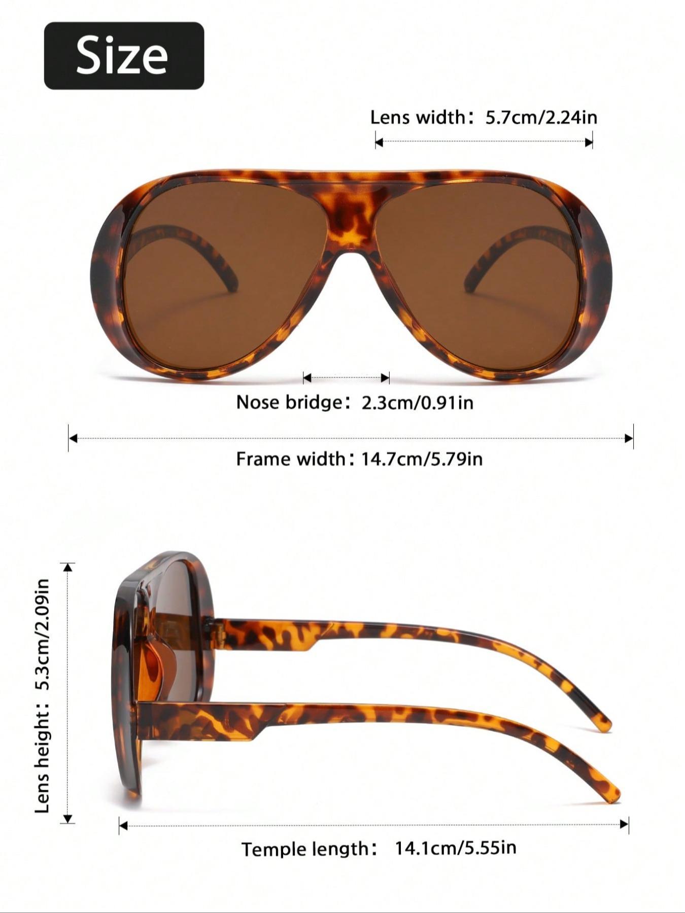 Fashionable Large Frame Decorative Lens Pc Material Glasses Set, Casual Protective Eyewear, All Seasons Wear