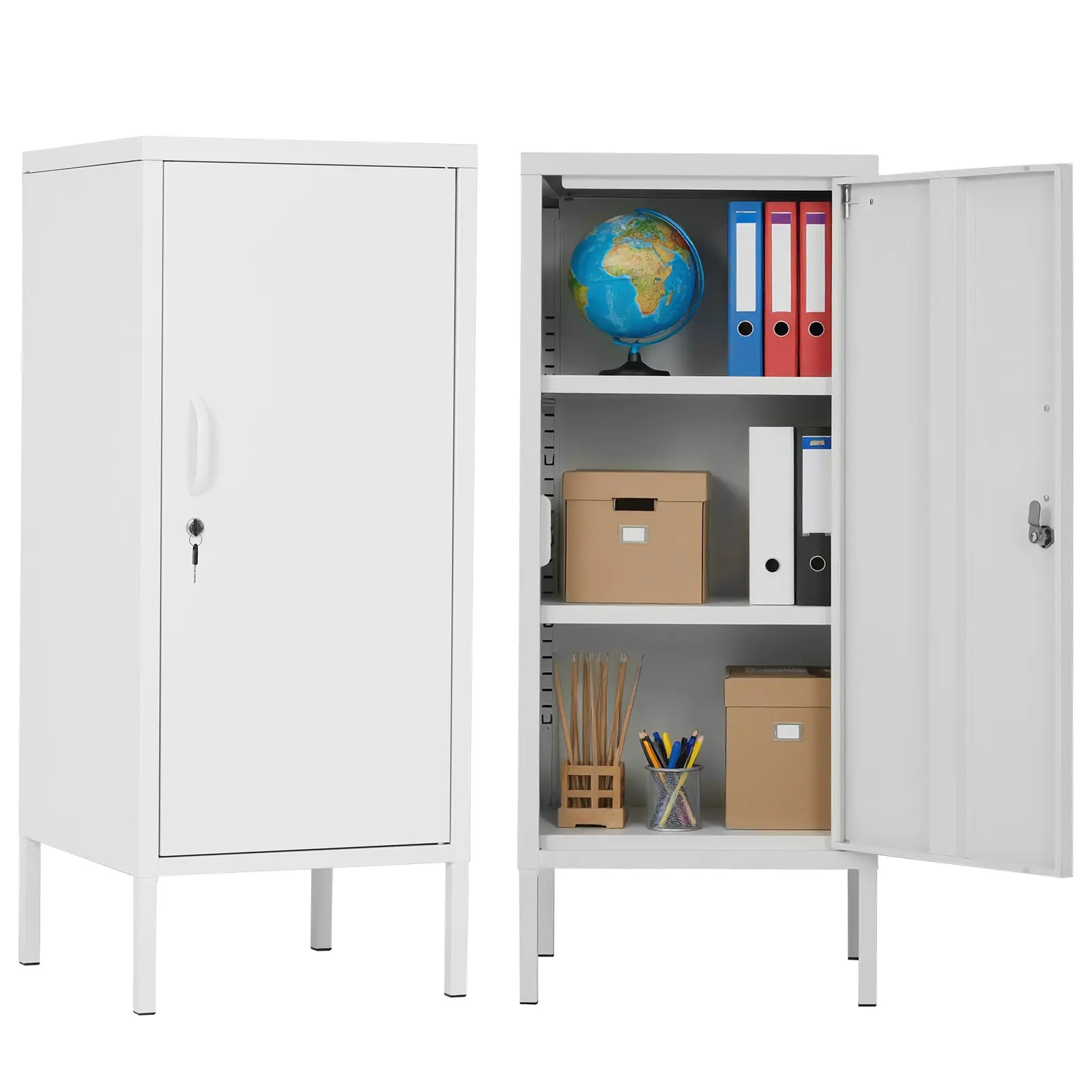 Gaomon Functional Lockable Steel Locker Storage Cabinet - 4-Tier with 3 Adjustable Shelves, 2 Keys, Secure Storage for Office Employees