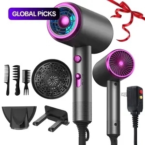 Powerful Ionic Hair Dryer Kit, Hair Dryer With Diffuser, Concentrator, 3 Comb, Hanging Rack, Manual, Multifunctional, Professional Styling Tool, Frizz Reduction