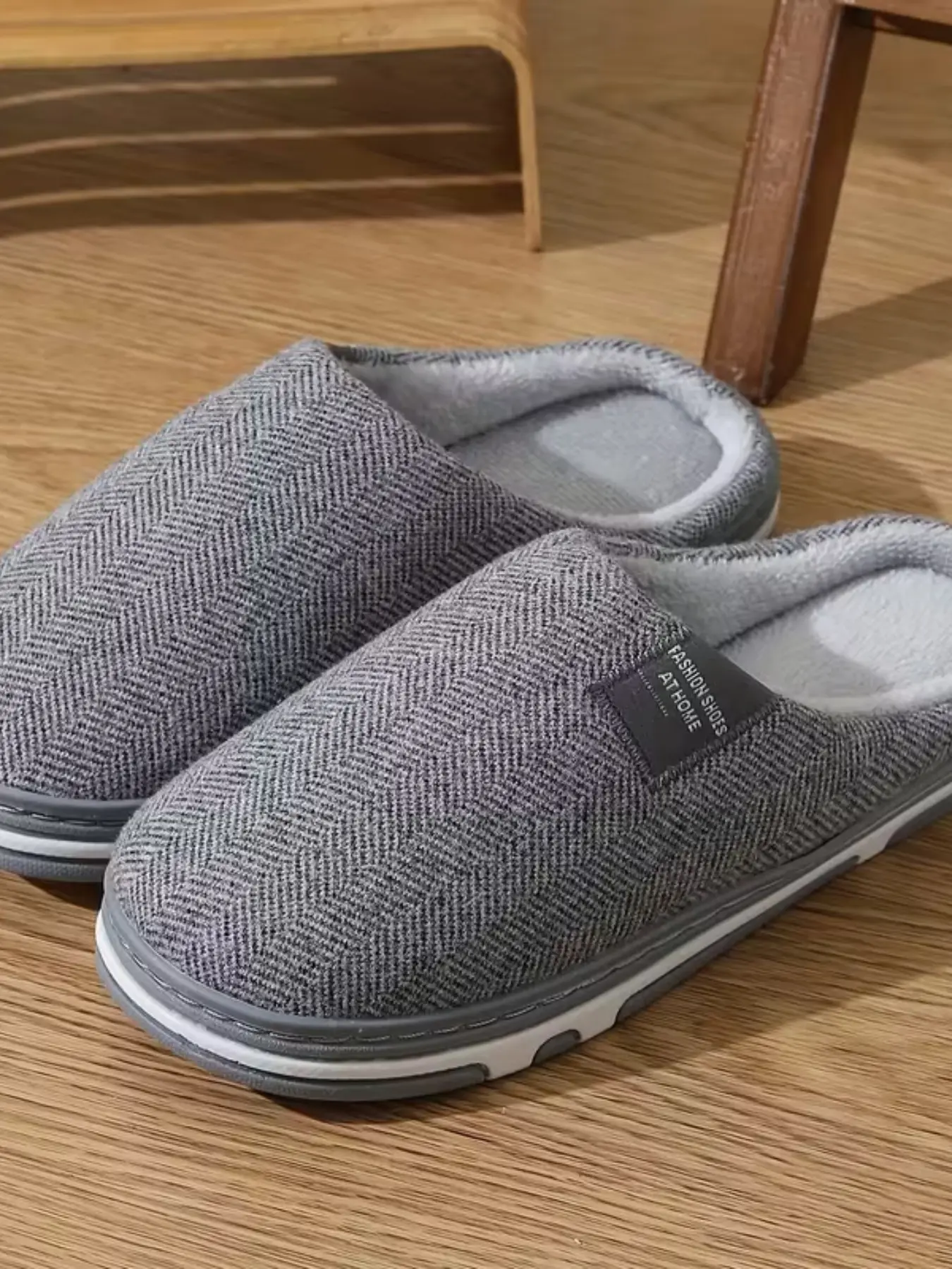 Men's Extra Large Wide Fit Warm Indoor Slippers, Single Color Thick Sole Soft Cozy Home Shoes, Winter Fall Footwear