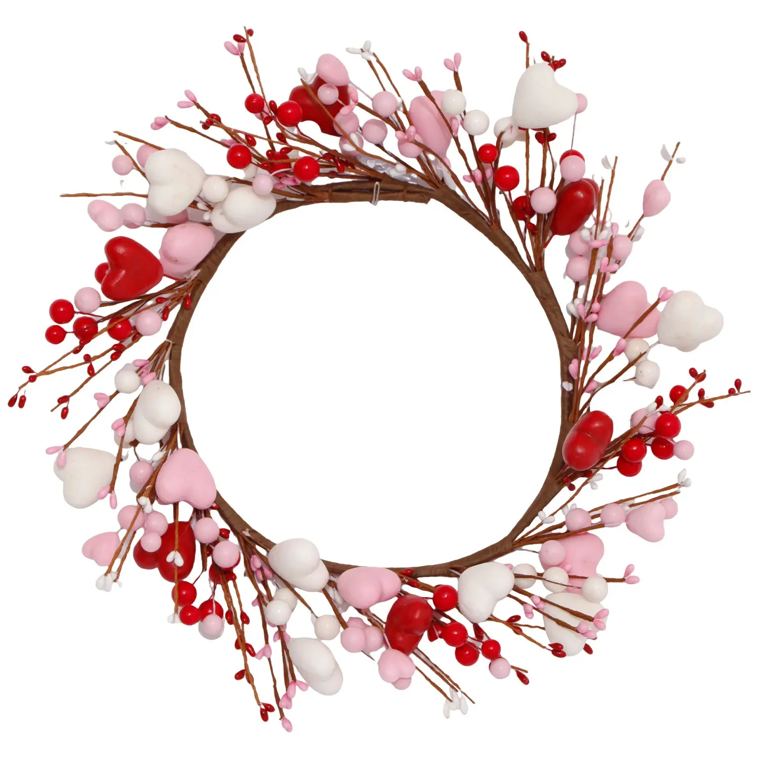 Valentine's Day Wreath 16.5 Inches, Handmade Heart Berry Wreath, Heart Berries, Perfect for Valentine's Dinner, Anniversary Party