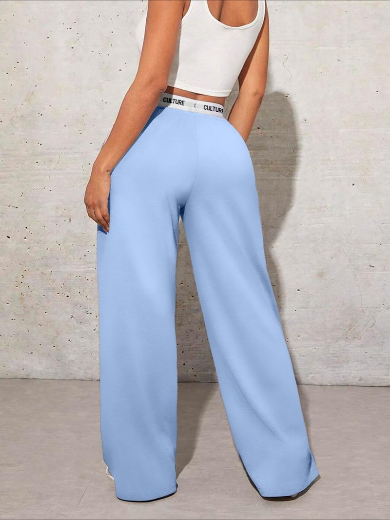 Women's Floral & Letter Print Pocket Sweatpants, Casual Jogger Pants for Daily Wear, Ladies Bottoms for All Seasons