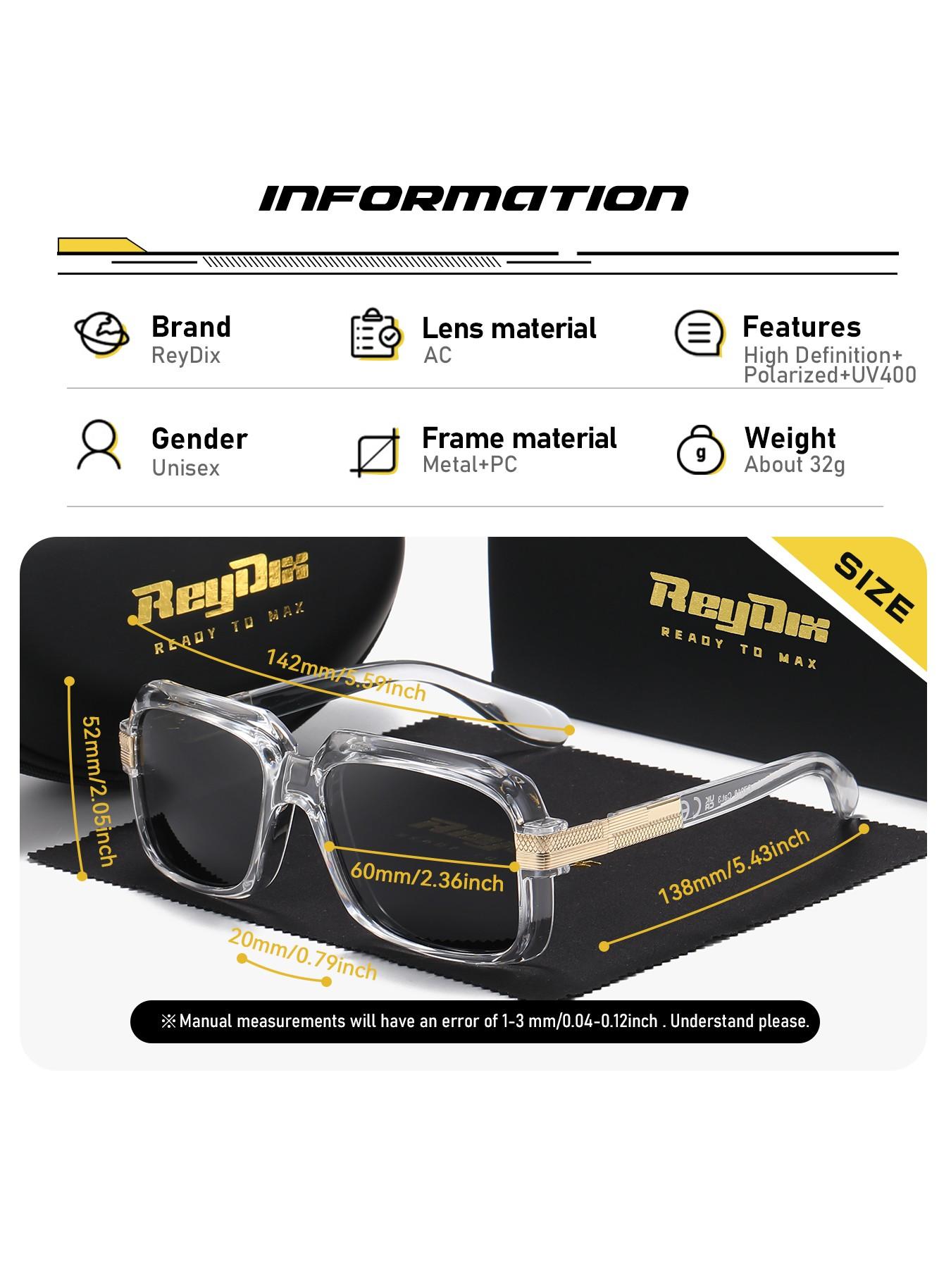 ReyDix 1 Piece Unisex Intellectual Full Frame Sunglasses Vintage Fashion Square Frame Polarized Sunglasses UV400