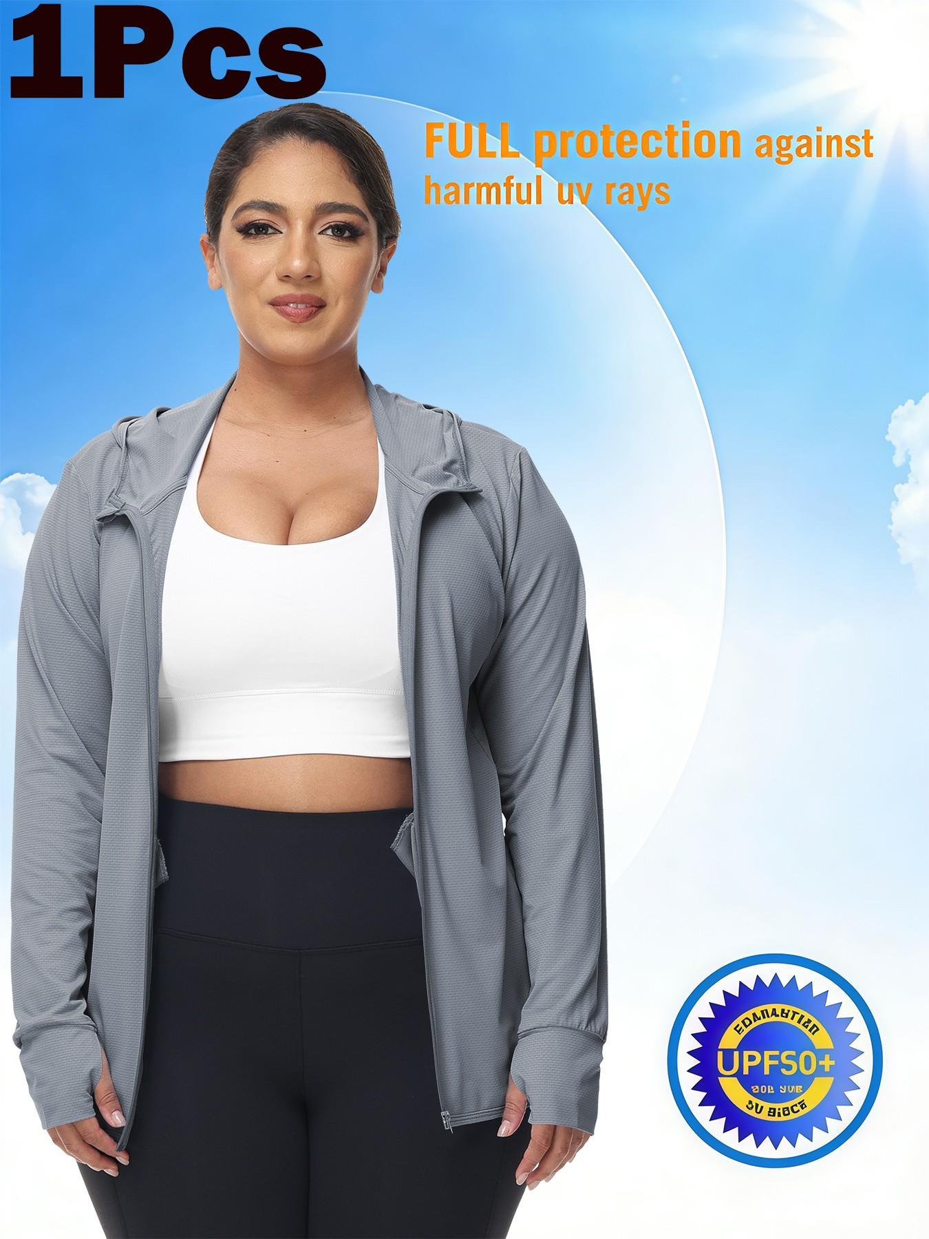 Summer Women's Upf50+ Ice Silk Sun Protection Jacket, Loose Fit Hooded Breathable UV Blocking, Running Yoga Outdoor Cycling Sport Coat, Workout Yoga Jacket, Sports Outerwear
