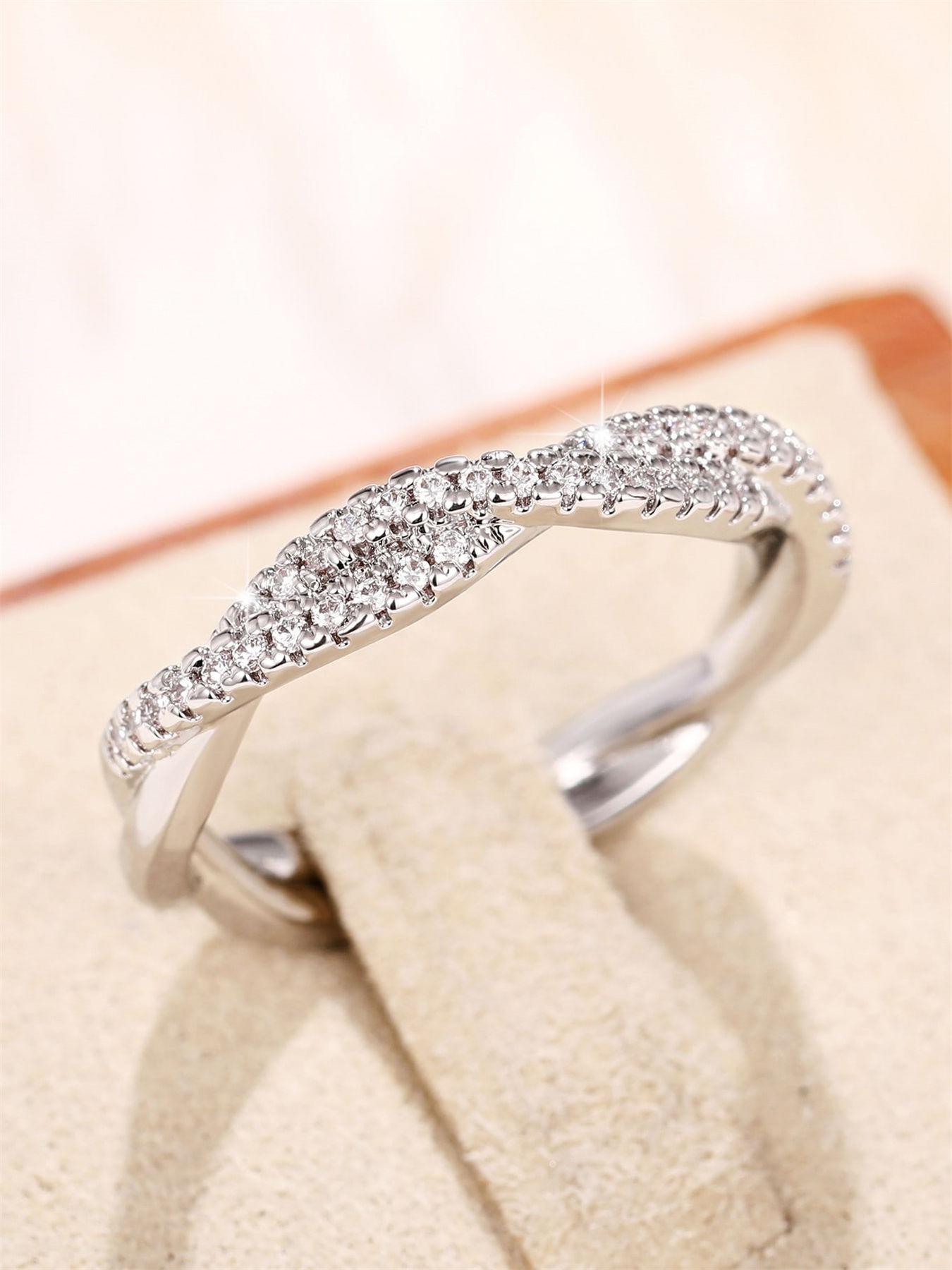 1 PC Fashion Cubic Zirconia Ring For Women For Wedding Engagement Party Jewelry Valentine's Day Gift