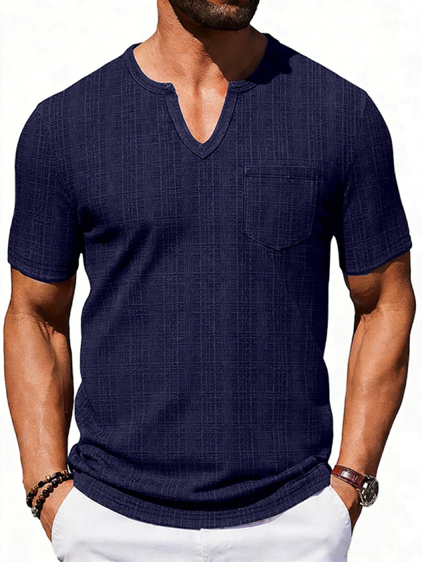 Men's Summer V-Neck Short Sleeve T-Shirt, Breathable Loose Fit Quick-Dry Top, Casual Street Style, Ideal for Daily Wear