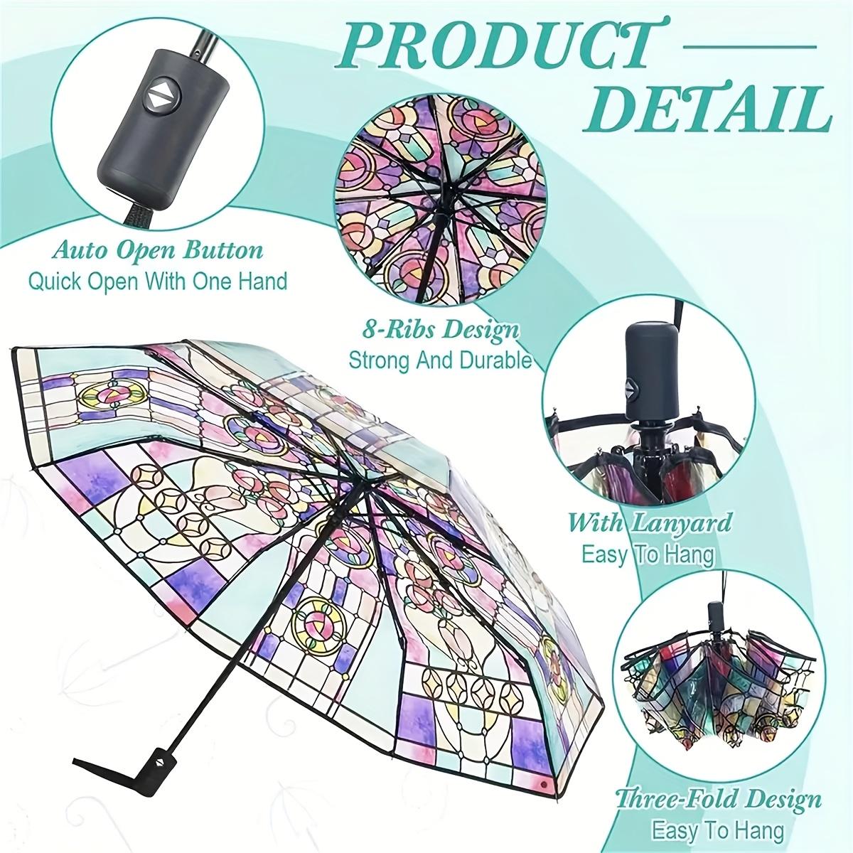 [Automatic Color Umbrella] Windproof Automatic Color Umbrella - Stylish Unisex Design with 8 Reinforced Ribs, Perfect Gift for Father's Day, Halloween, Christmas or Valentine's Day, Wind Resistant Umbrella