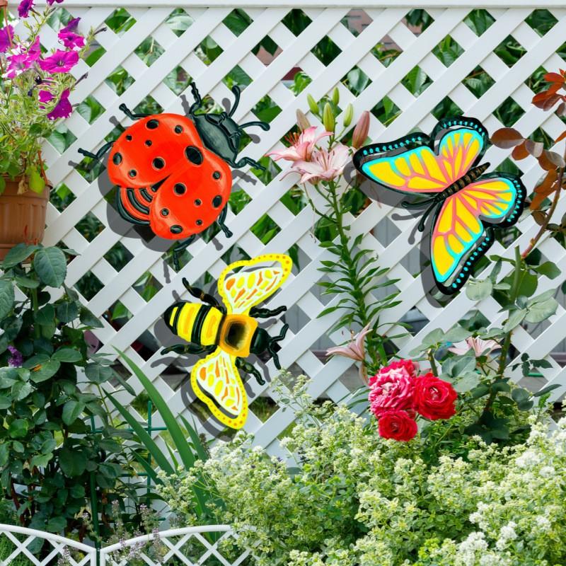 4-Pack 3D Iron Butterfly Wall Decor, Creative Painted Metal Art for Garden Outdoor Hanging, Unique Craftsmanship for Home Decoration