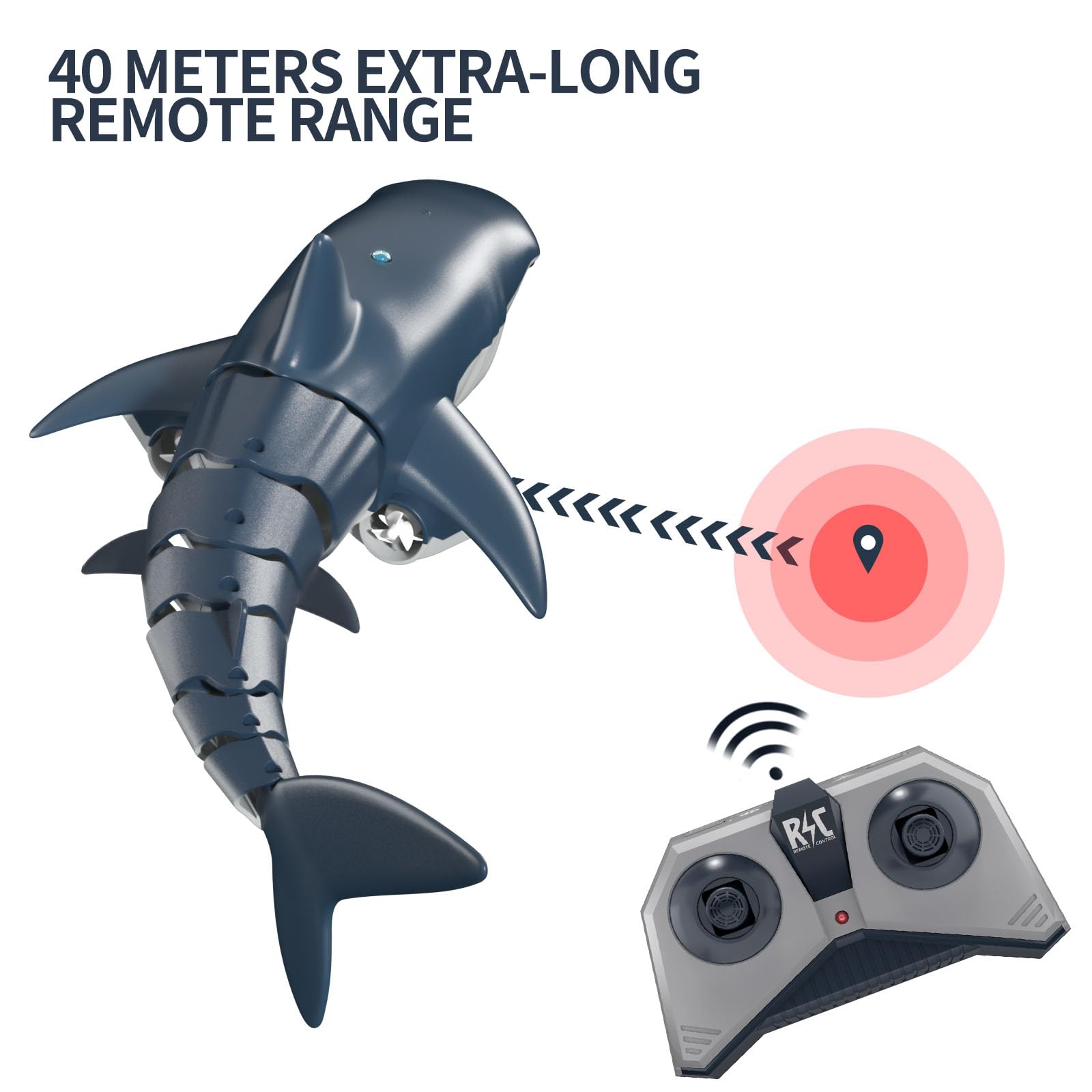 Remote Control Shark Toys 1:18 High Simulation Scale Fish with Light for Lake Bathroom Pool 2.4g Electric RC Boat Birthday Couple Christmas Gifts