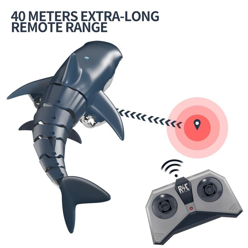 Remote Control Shark Toys 1:18 High Simulation Scale Fish with Light for Lake Bathroom Pool 2.4g Electric RC Boat Birthday Couple Christmas Gifts