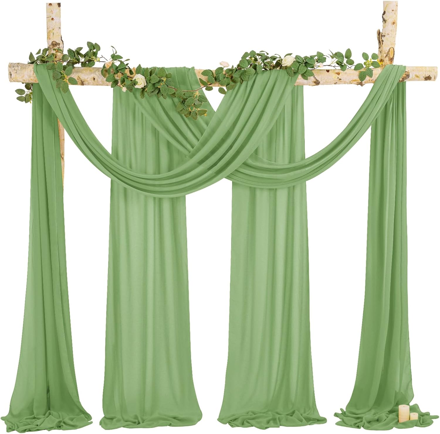 FANI 4 Panels  Sheer Chiffon Wedding Arch Draping Fabric 28inch x 20 ft Each for Ceremony Drapery Ceiling Drapes Party Decor Indoor Backdrops Cortinas decorativas / Telas para decoración