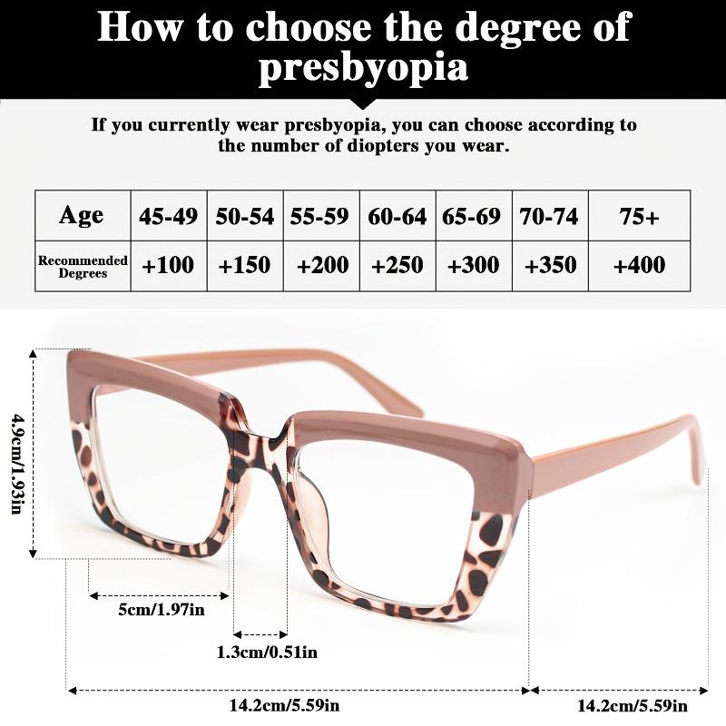 GIGULA 7-piece large frame progressive reading glasses, with spring hinge, close to the face, ladies' reading glasses, suitable for daily use parties, can be used for driving, High Quality Eyewear
