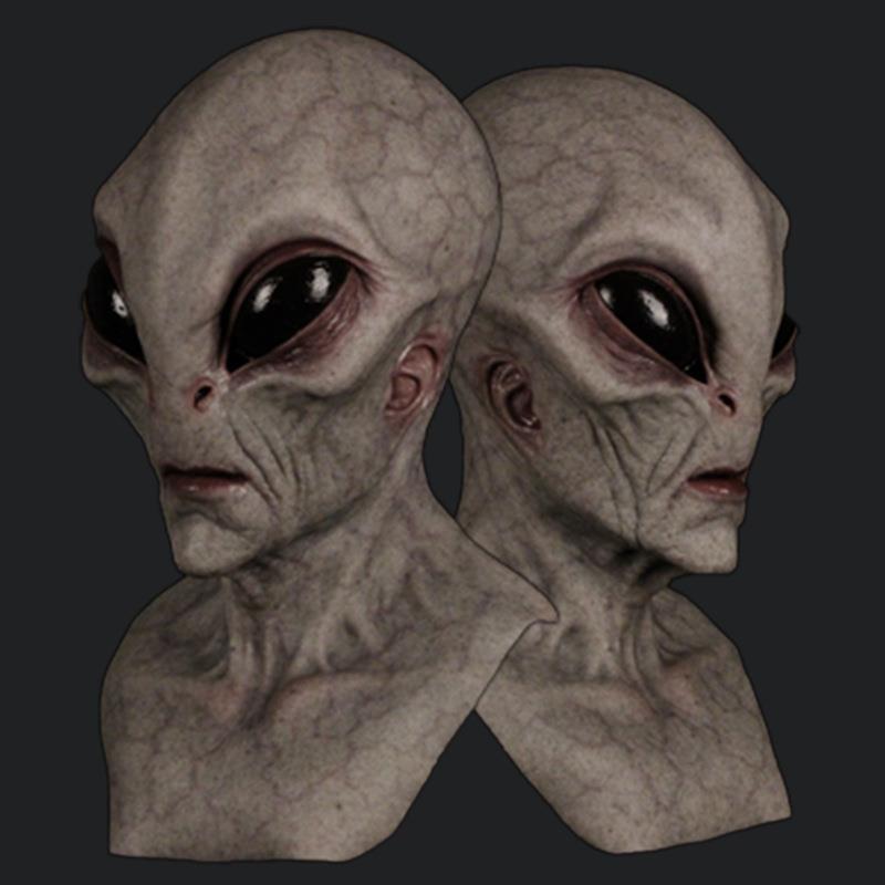 Halloween Alien Latex Mask - Unisex Adult Mature Space Element Cosplay Horror UFO Skull Helmet, Carnival Dress-Up Party Costume Prop Accessories for Novelty Toy Enthusiasts