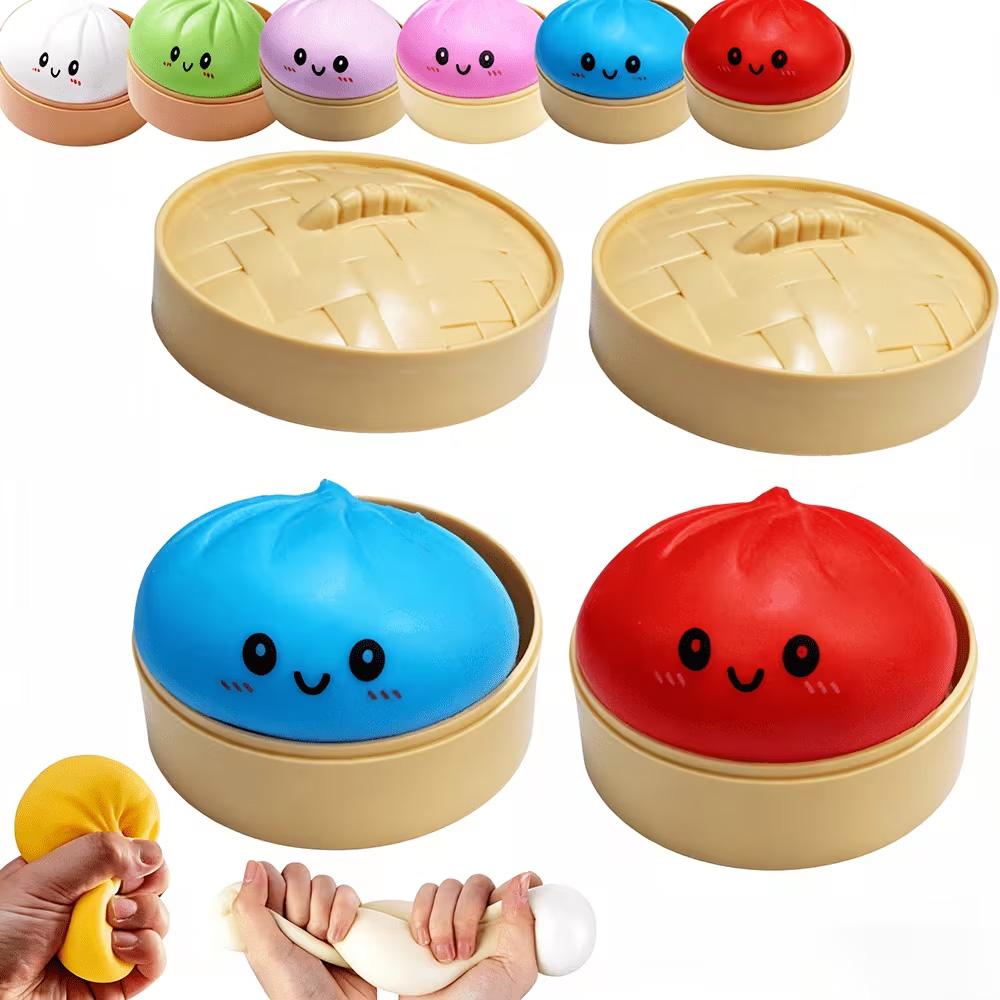 Big Dumpling Squishy - Blind Box, Mysecret Bun Fidget Toy, Soft TPR Material, Soft Squishy Silicone, Stress Relief, Unboxing Surprise, Random Style per Pack, Valentine's Day and Easter gifts, children to exchange gifts