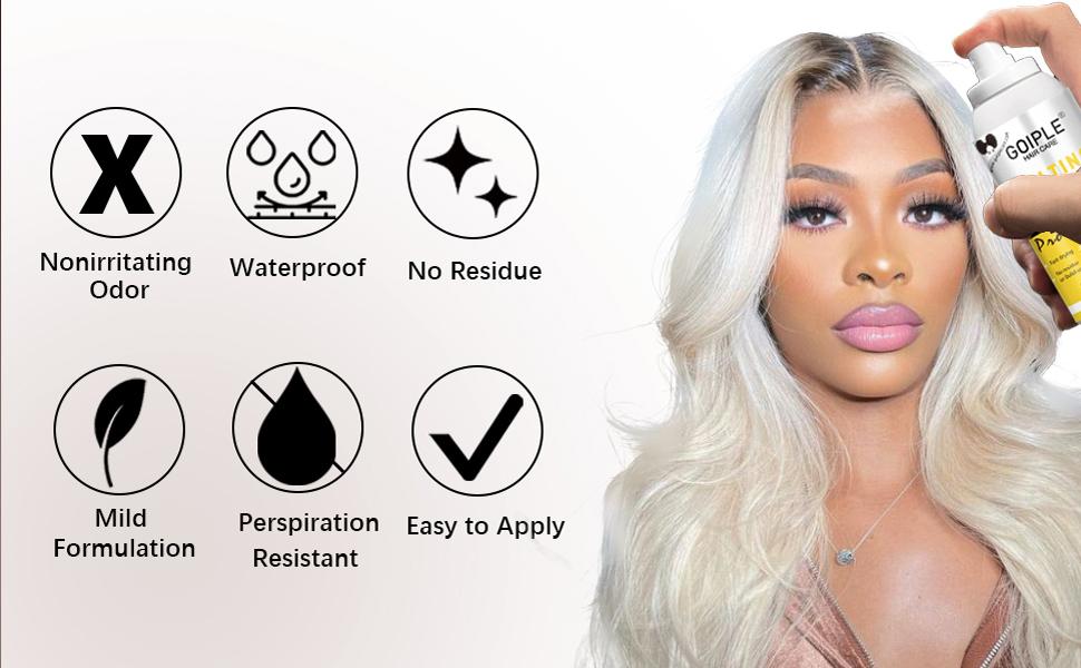 Lace Melting Spray for Wigs - Strong Hold Clear Hair Adhesive for Lace Fronts and Closures, Natural Hold with Control,Hair Wax Stick Gel Haircare