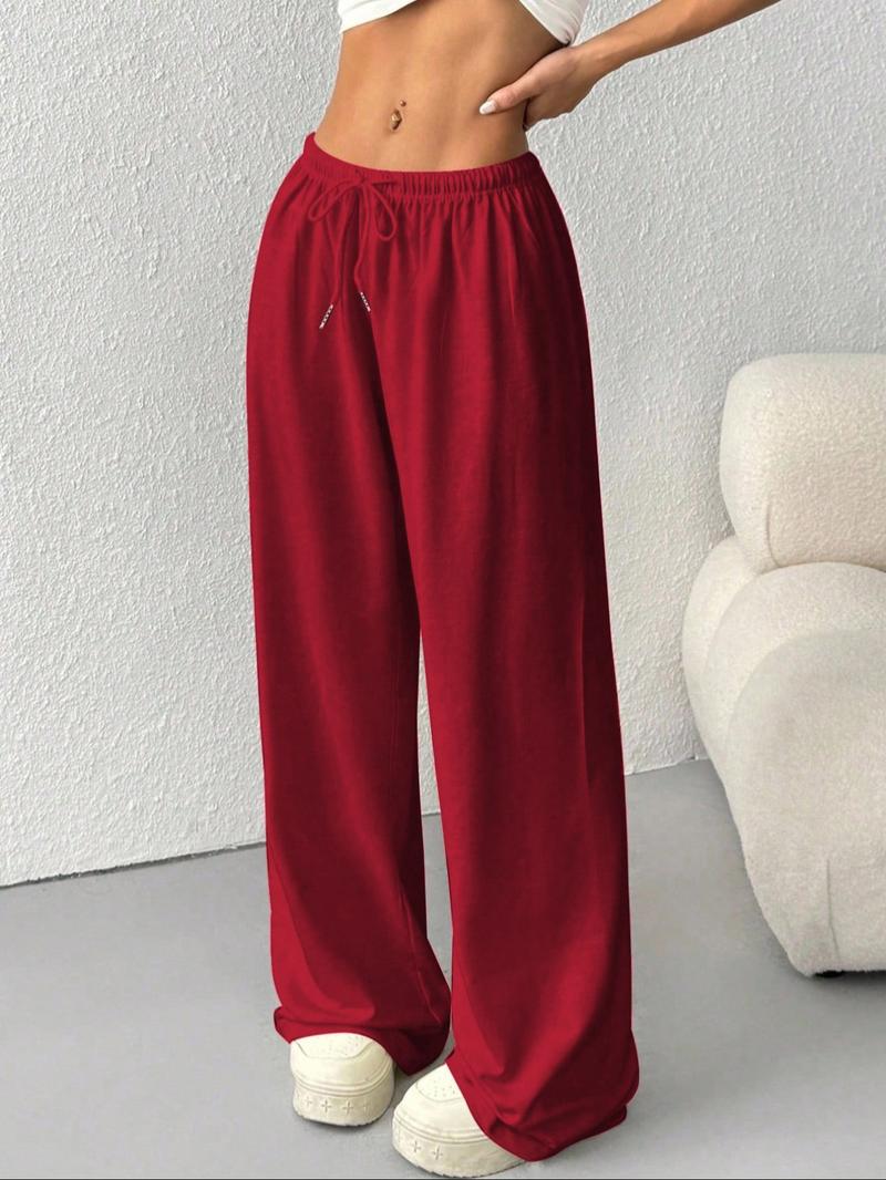 Women's Casual Loose-Fit Drawstring Pants, 3-Pack Plain Long Trousers, Comfortable Wide Leg Home Wear, Suitable for Spring Summer Fall