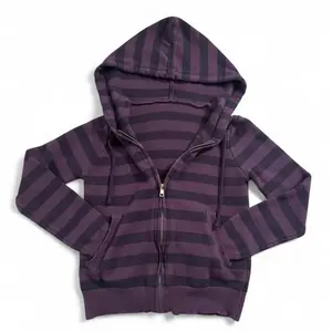 Harajuku Vintage Y2K Women's Hoodie Sexy Slim Fit Chic Casual Striped Cardigan Sweatshirt Grunge Punk Hip Hop Female Streetwear