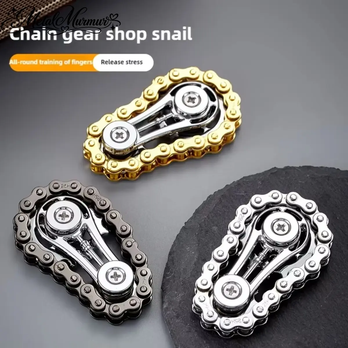 Sprocket Flywheel Fidget Spinner – Metal Bike Chain Fingertip Gyro EDC Toy for Adults, Desk & Travel