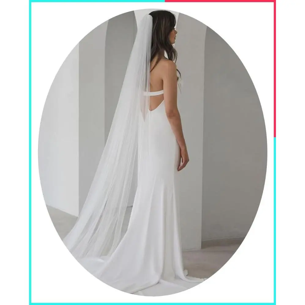 Cathedral Length Wedding Veil for Bride, 1 Tier Long Tulle Bridal Veil for Women