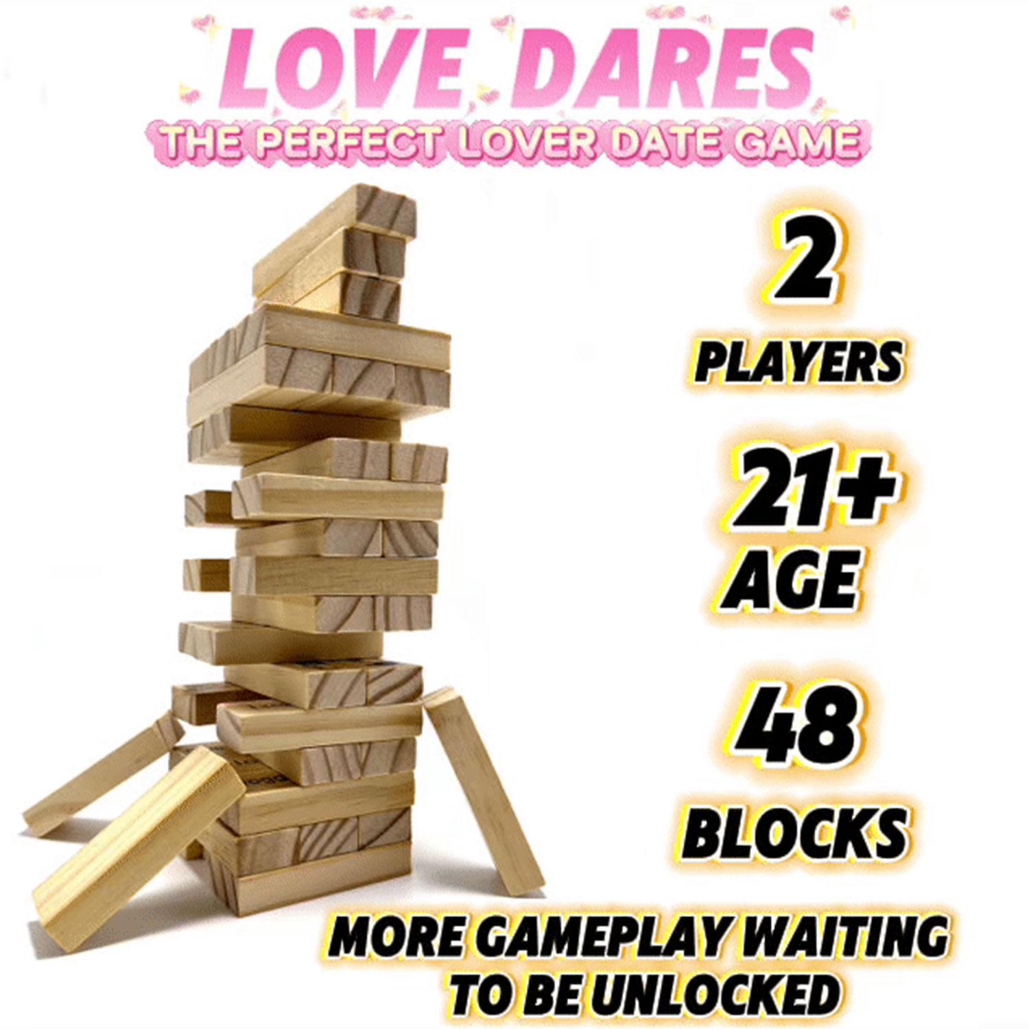 Stacking-tower game,Block tower game for dating,Gift for Friend,Best Game for Party.Date Night.（Valentine's Day must-haves）Valentines gift for bf&gf.gift giving among adults（graduation gifts）