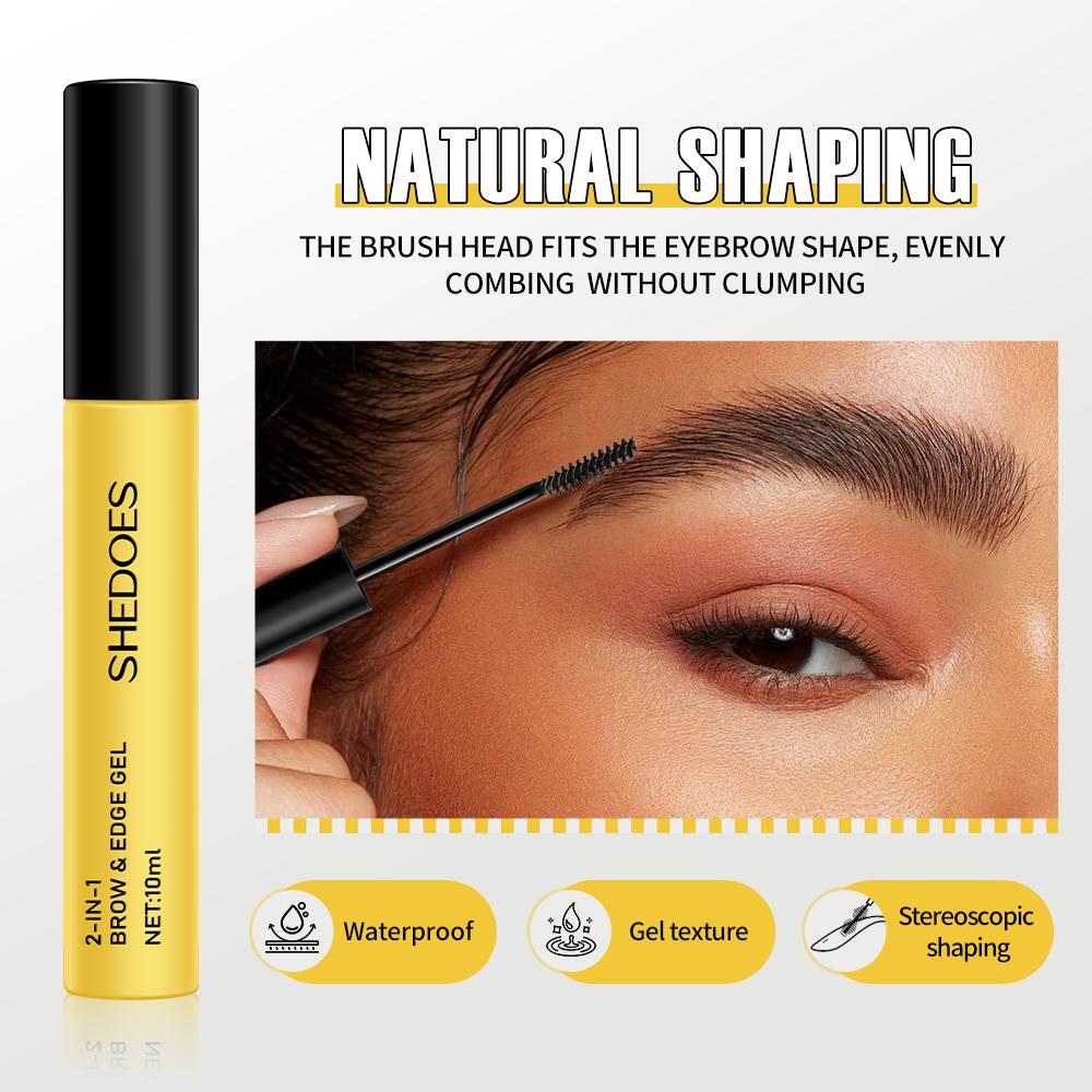 2-In-1 Brow & Edge Gel, Long-Lasting Eyebrow Gel, Natural 3D Smooth Wild Brows, Eyebrow Setting Gel, Makeup Essential