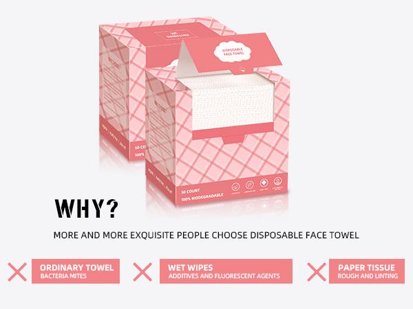 ICOTLE Disposable Face Towels 10"×12" Lint-Free Clean Towelette for Sensitive Skin, Makeup Removing, Cleansing, Travel