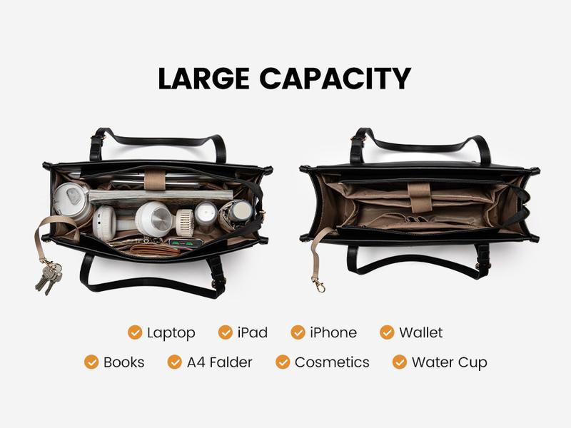 LOVEVOOK Fall Laptop Tote Bag for Women, 15.6 Inch Stylish Vegan Leather Work Tote Bag Purse, Large Capacity And Waterproof Computer Briefcase for Business Office Travel