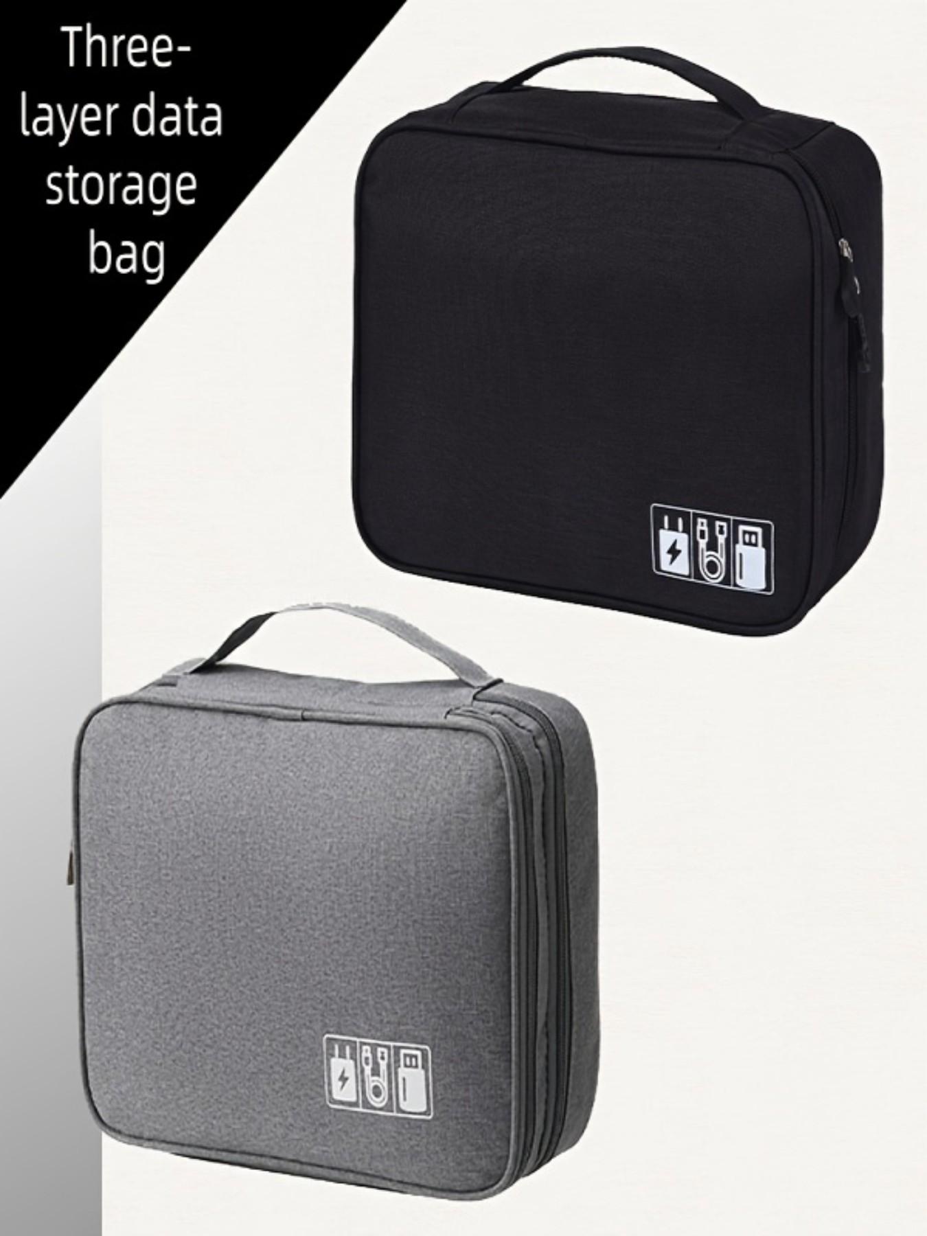 Three-Layer Data Bag, Cosmetic Storage Bag, Multifunctional Digital Organizer, Large Capacity, Multi-Compartment, Perfect Gift for Home Use