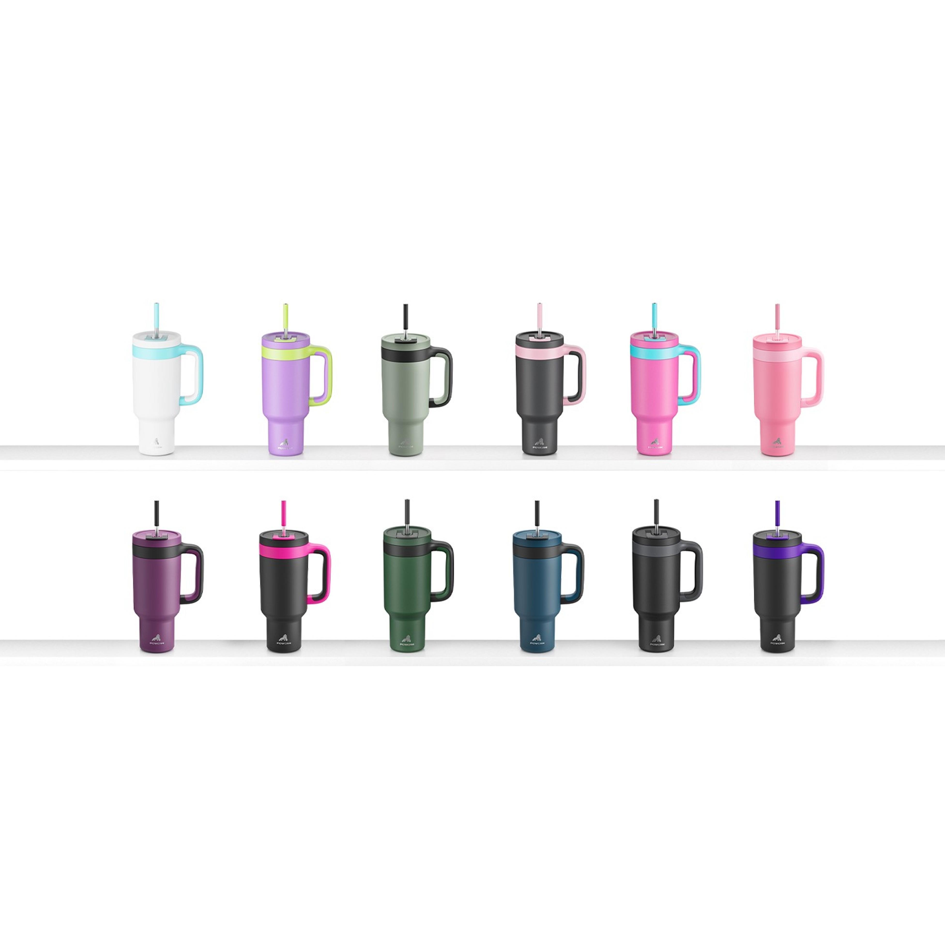 40 oz Tumbler with Handle, 2-in-1 Straw and Sip Lid, Leakproof, Dishwasher Safe, Insulated Stainless Steel Travel Coffee Mug, Keeps Cold for 34 Hours, Fits in Car Cup Holder (Midnight)