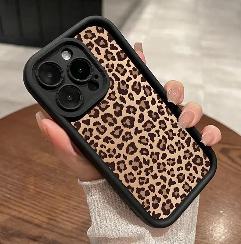 Leopard Print Pattern Case Suitable for IPhone 17 Pro Max 16 16e 15 14 Plus 13 12 11 Air XR X XS Plus Shockproof Drop Protection Rugged Durable Silicone Cover