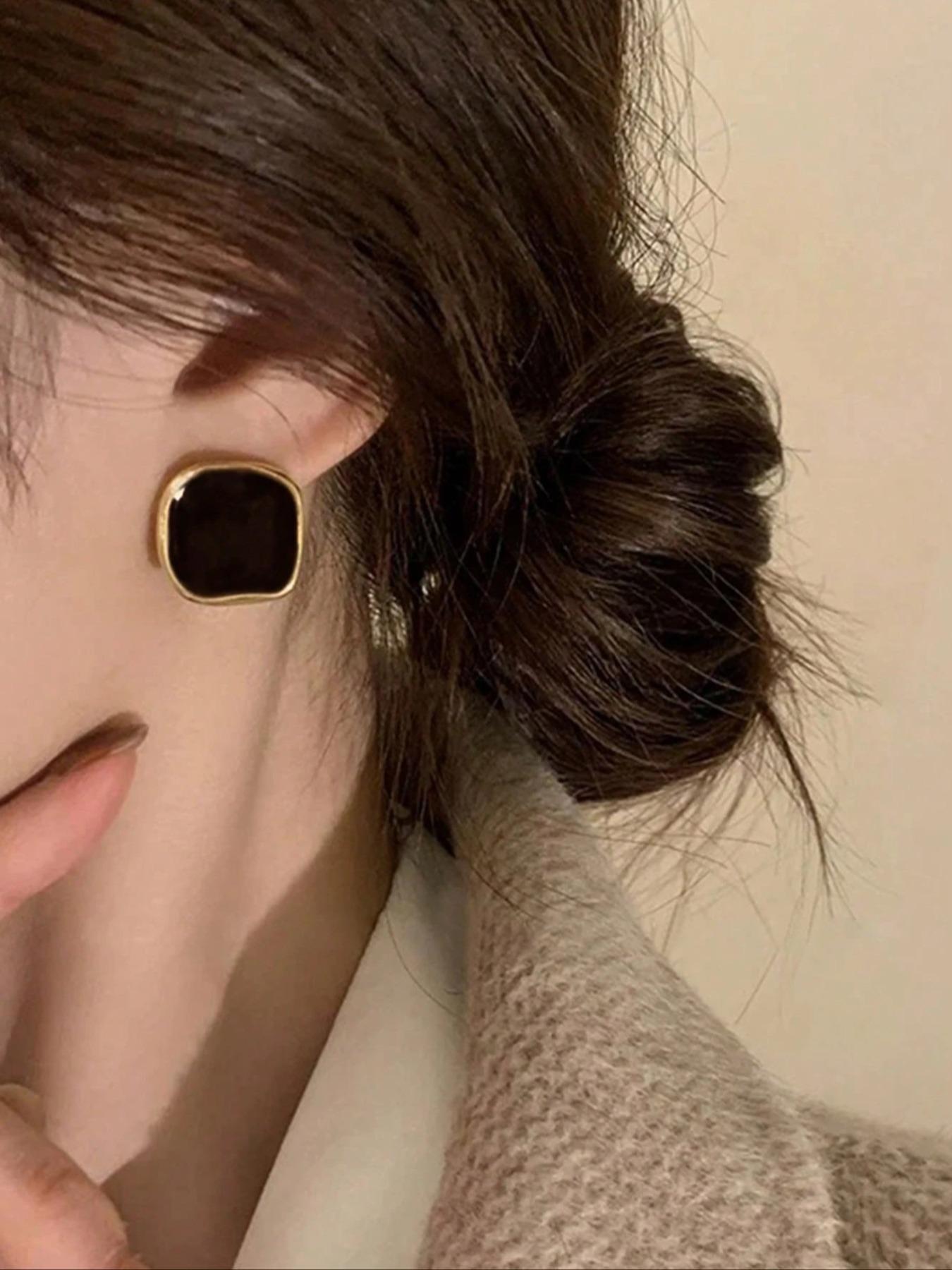 Metallic Square Drip Earrings, Bold Statement Jewelry, Perfect for Daily Wear, Unique Fashion Accessory, Trendy Ear Cuffs