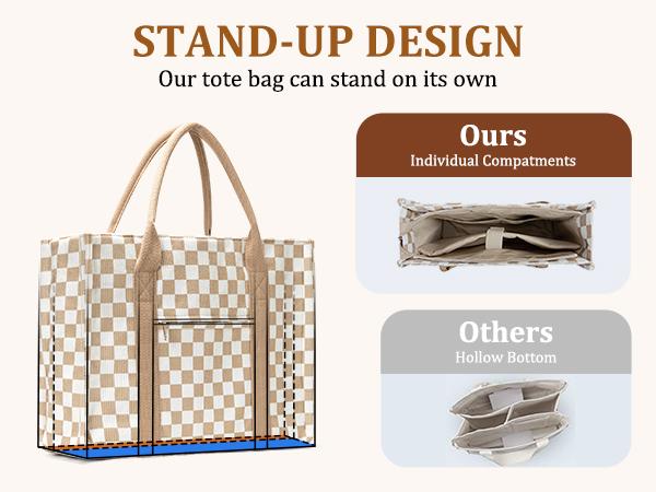 MEXS Tote Bag for Women Shoulder Corduroy Tote Purse with Compartments Handbag for Travel Work Gym 20L