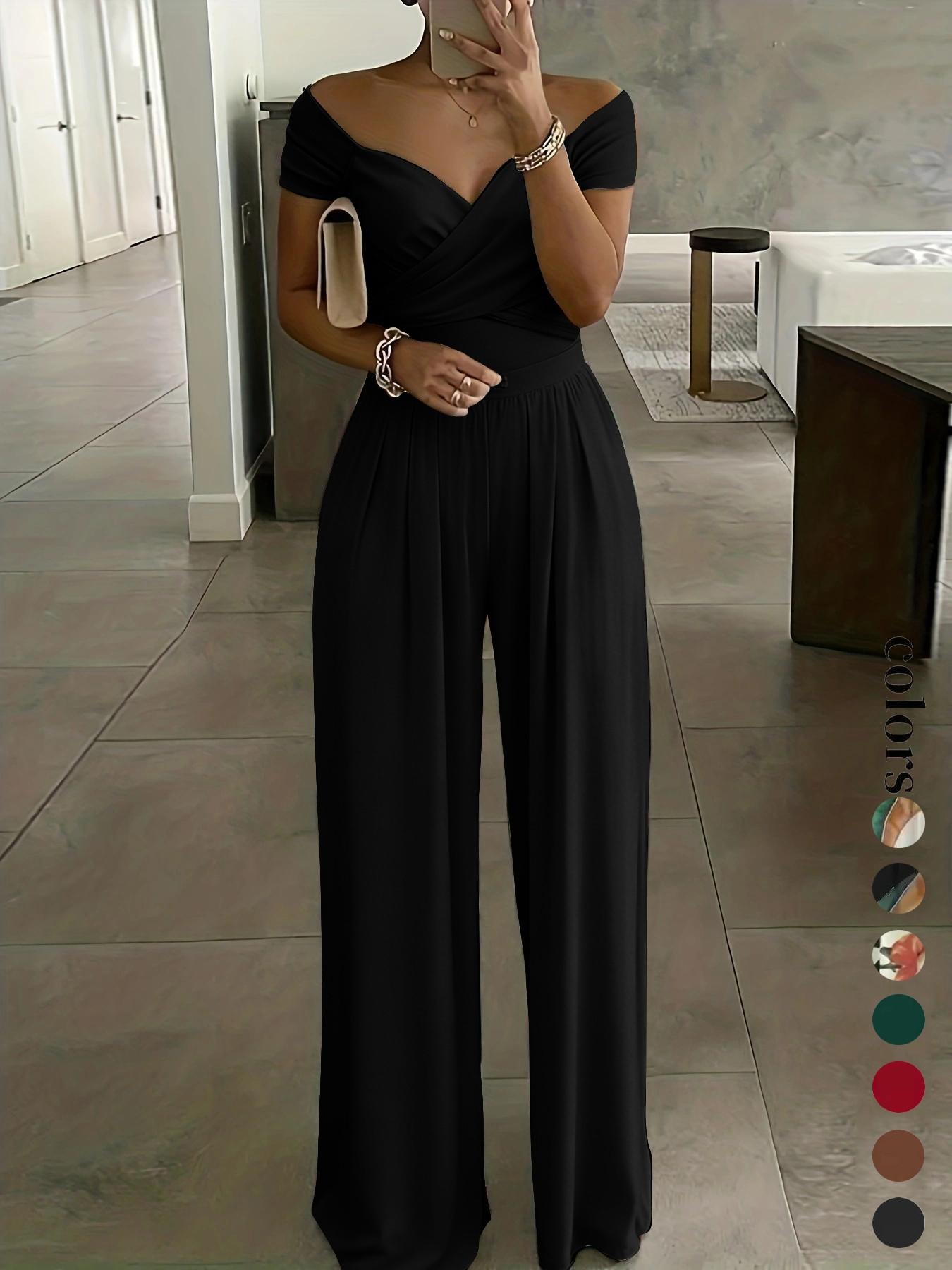 Women's Floral Print Off-Shoulder Wrap Jumpsuit, High Waist Fitted Jumpsuit, Boho Style Sexy Fashion Jumpsuit for Women